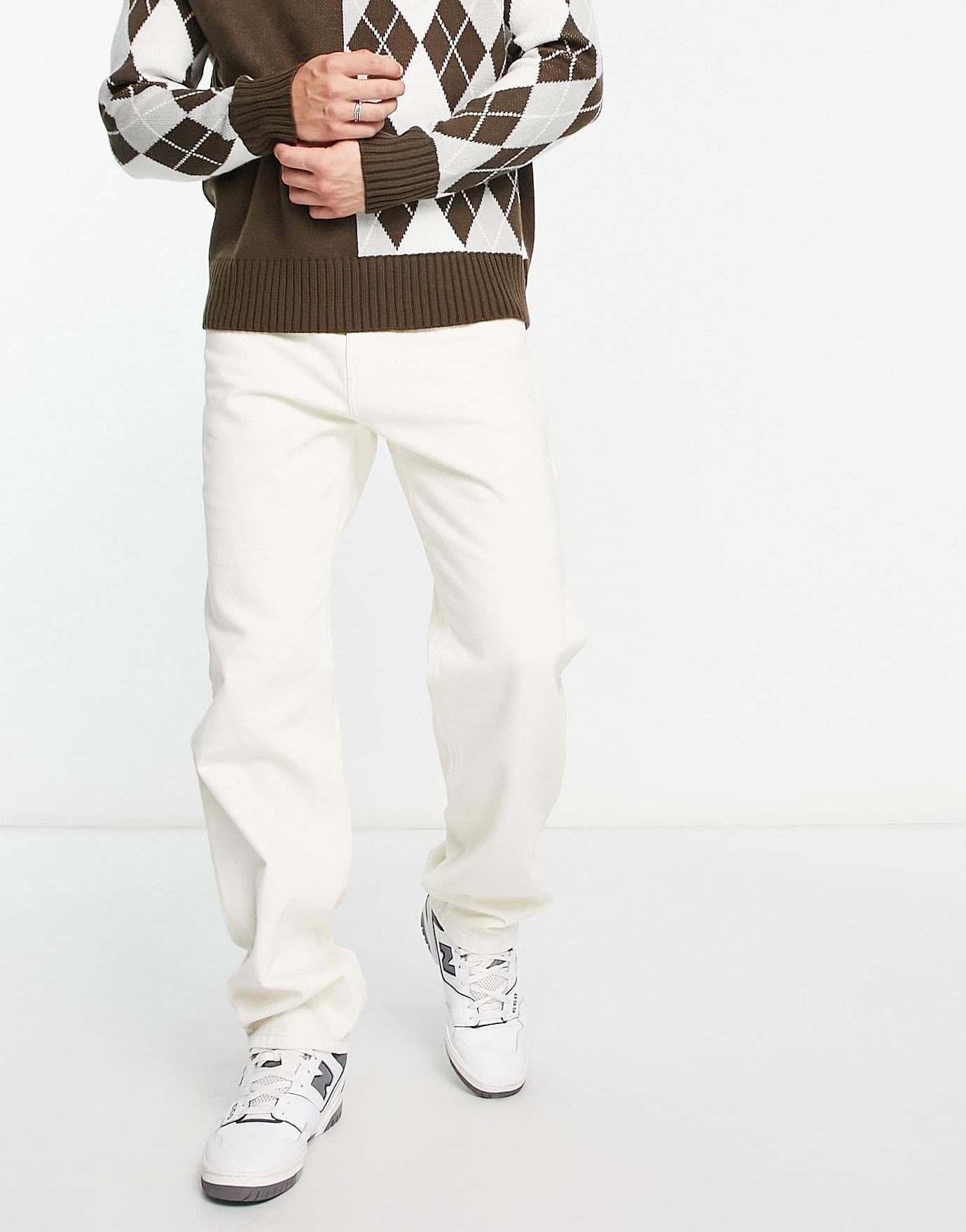 Bershka carpenter jeans in ecru