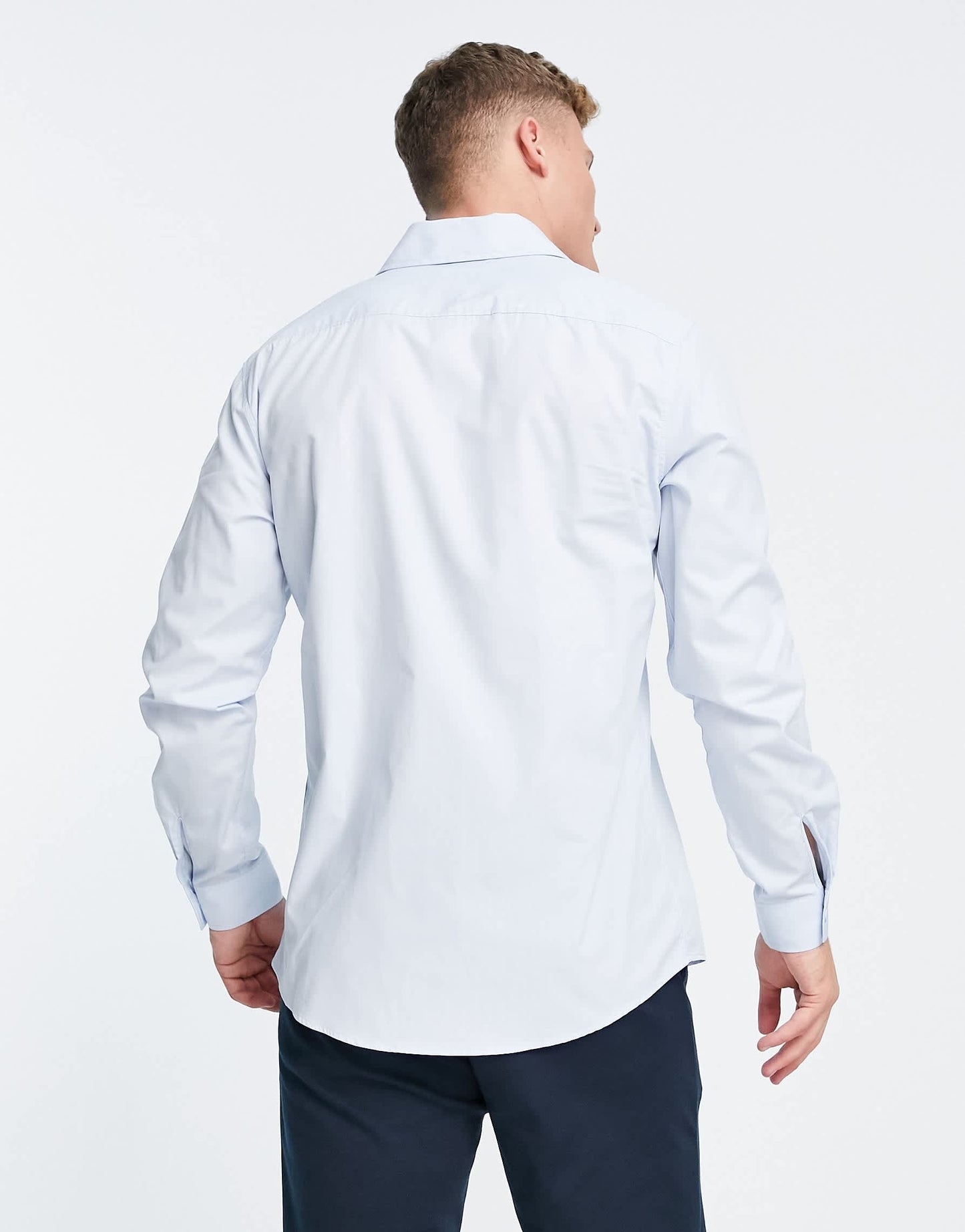 Pull&Bear smart poplin shirt in blue