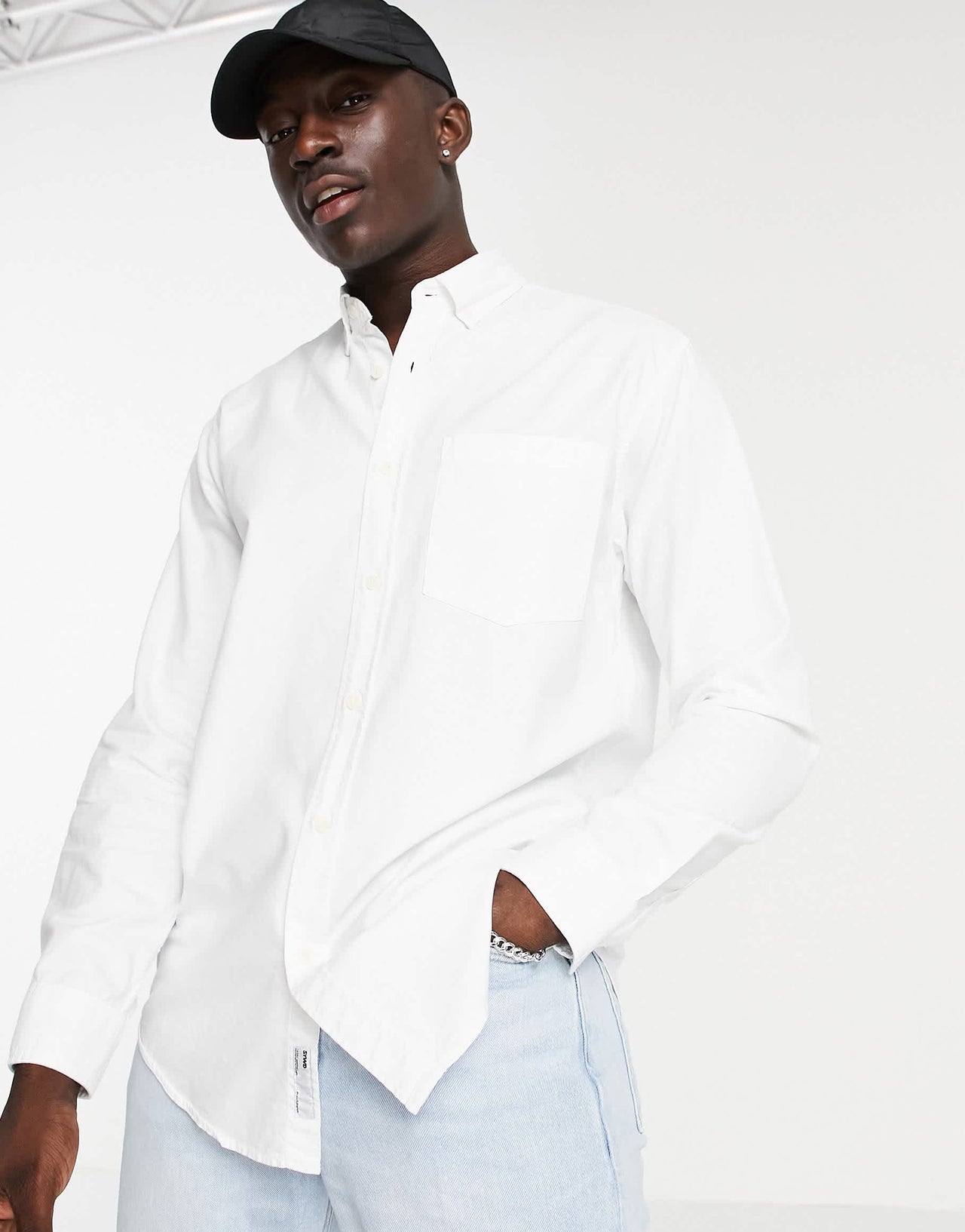 Pull&Bear long sleeve shirt in white