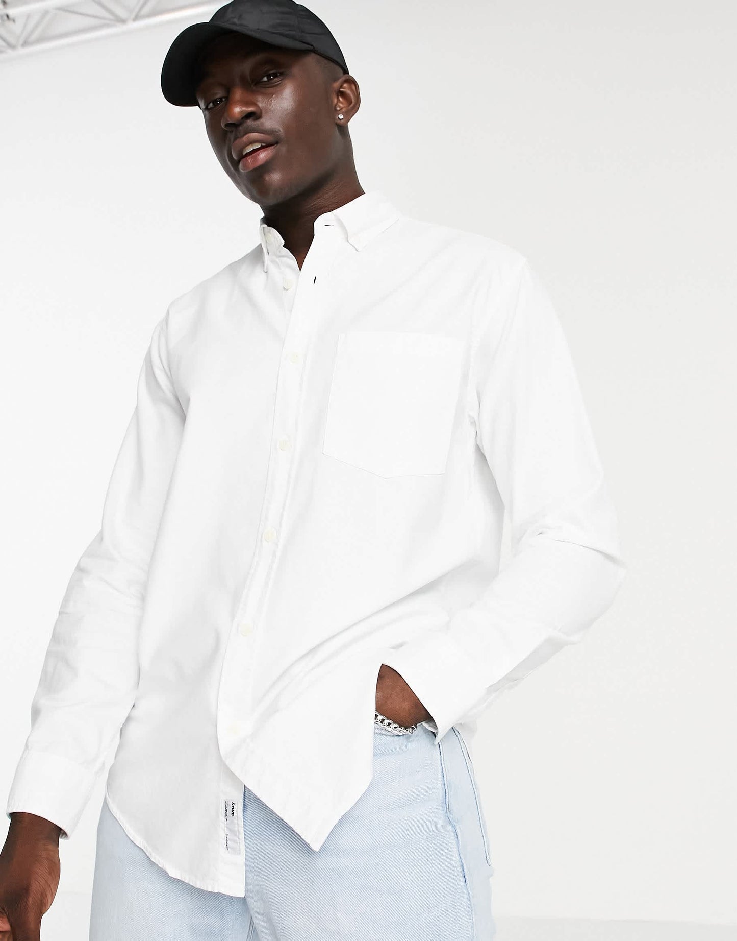 Pull&Bear long sleeve shirt in white