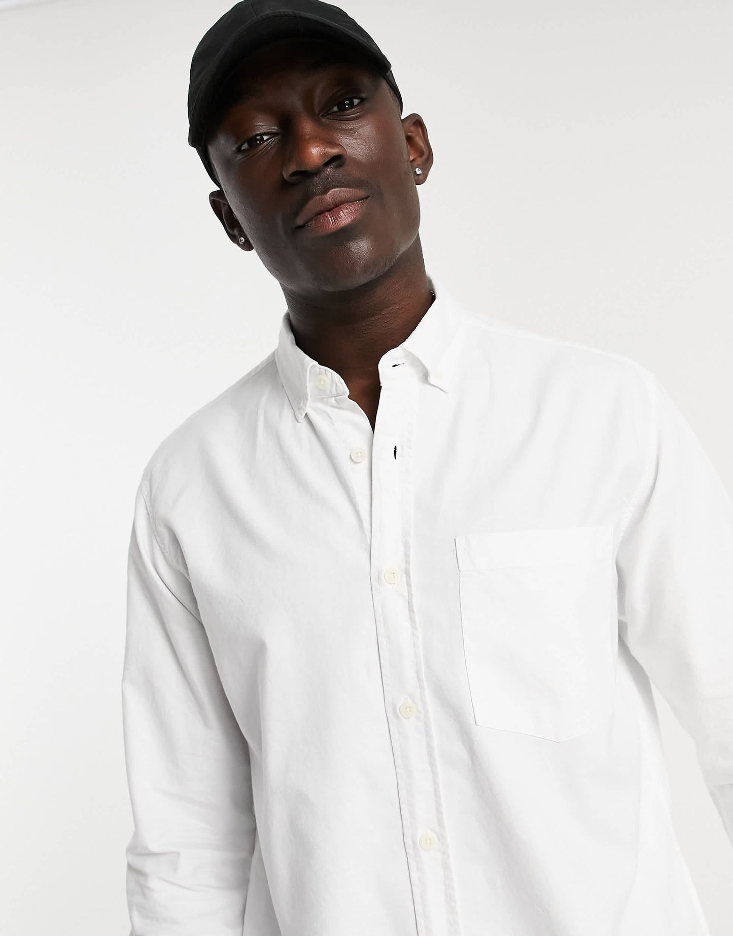Pull&Bear long sleeve shirt in white