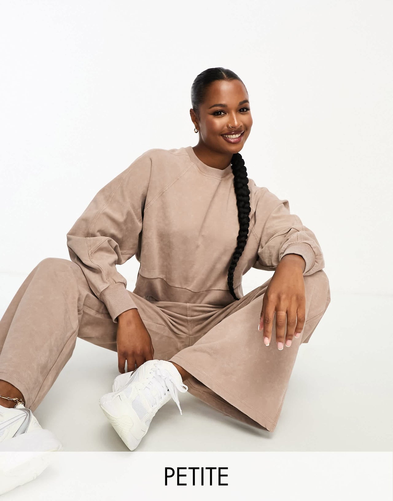 4505 Petite washed sweat with seam detail