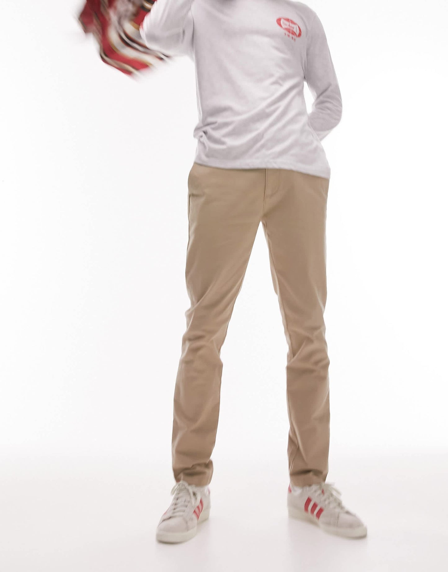 Topman skinny chino trousers in stone