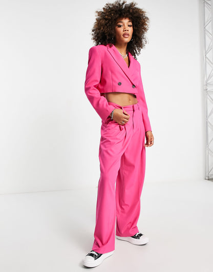Bershka high waist trouser in pink
