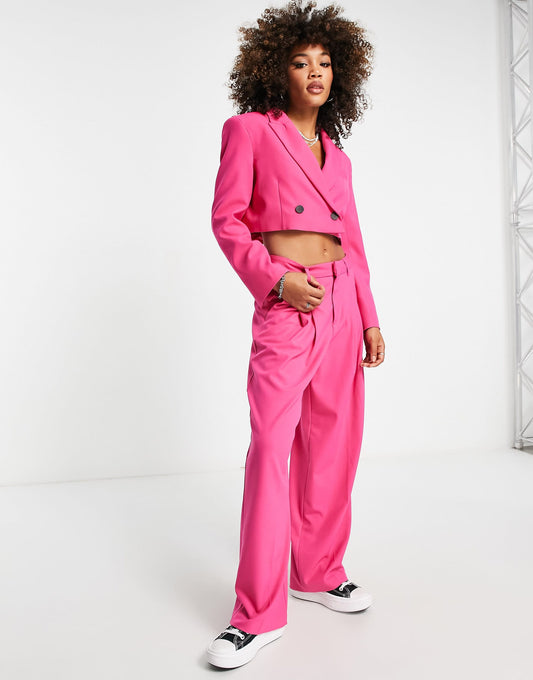 Bershka high waist trouser in pink