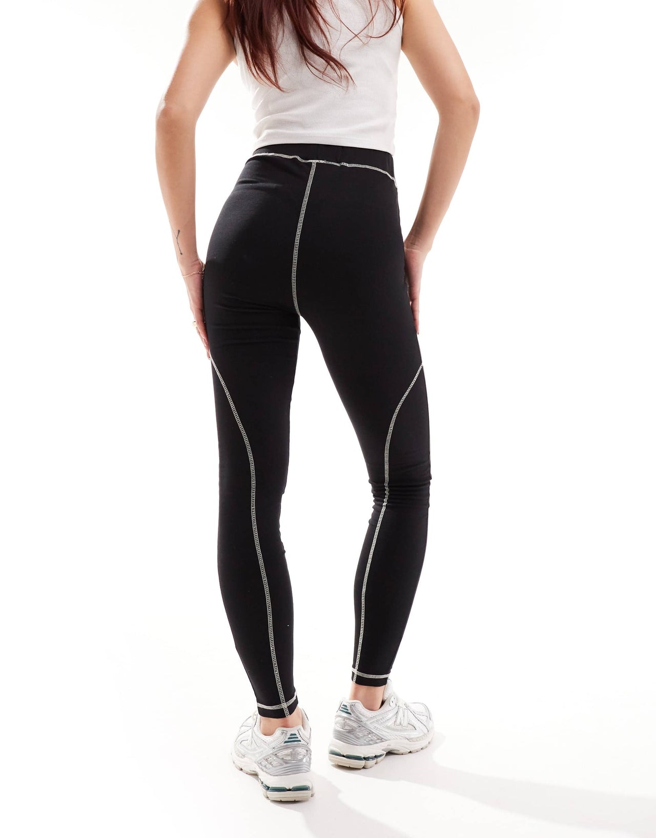 The Couture Club oversized graphic leggings with contrast stitch in black