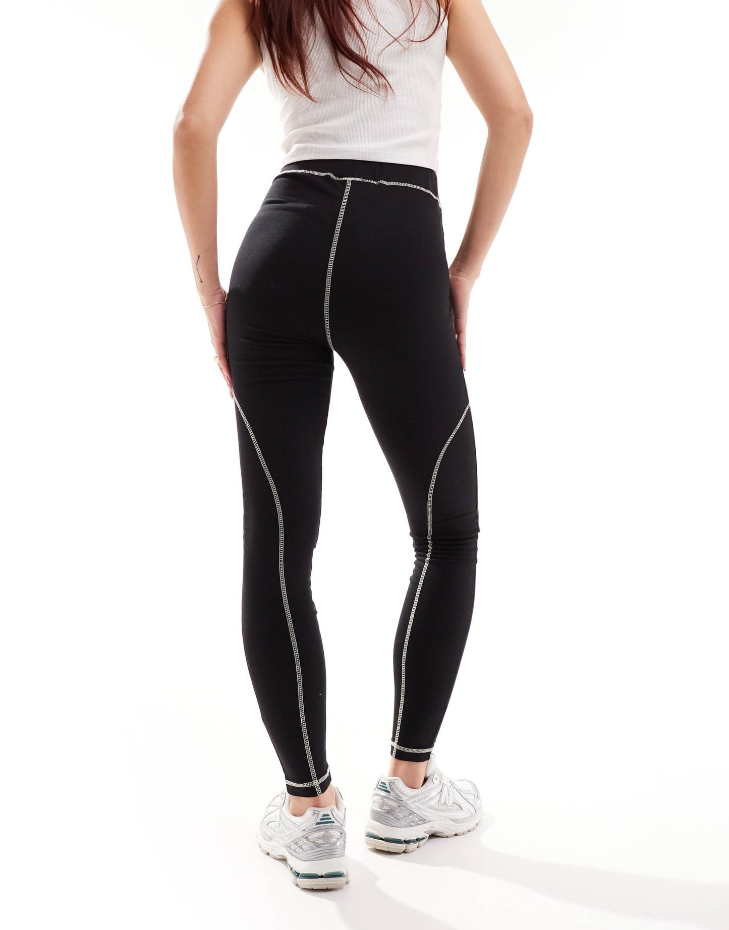 The Couture Club oversized graphic leggings with contrast stitch in black