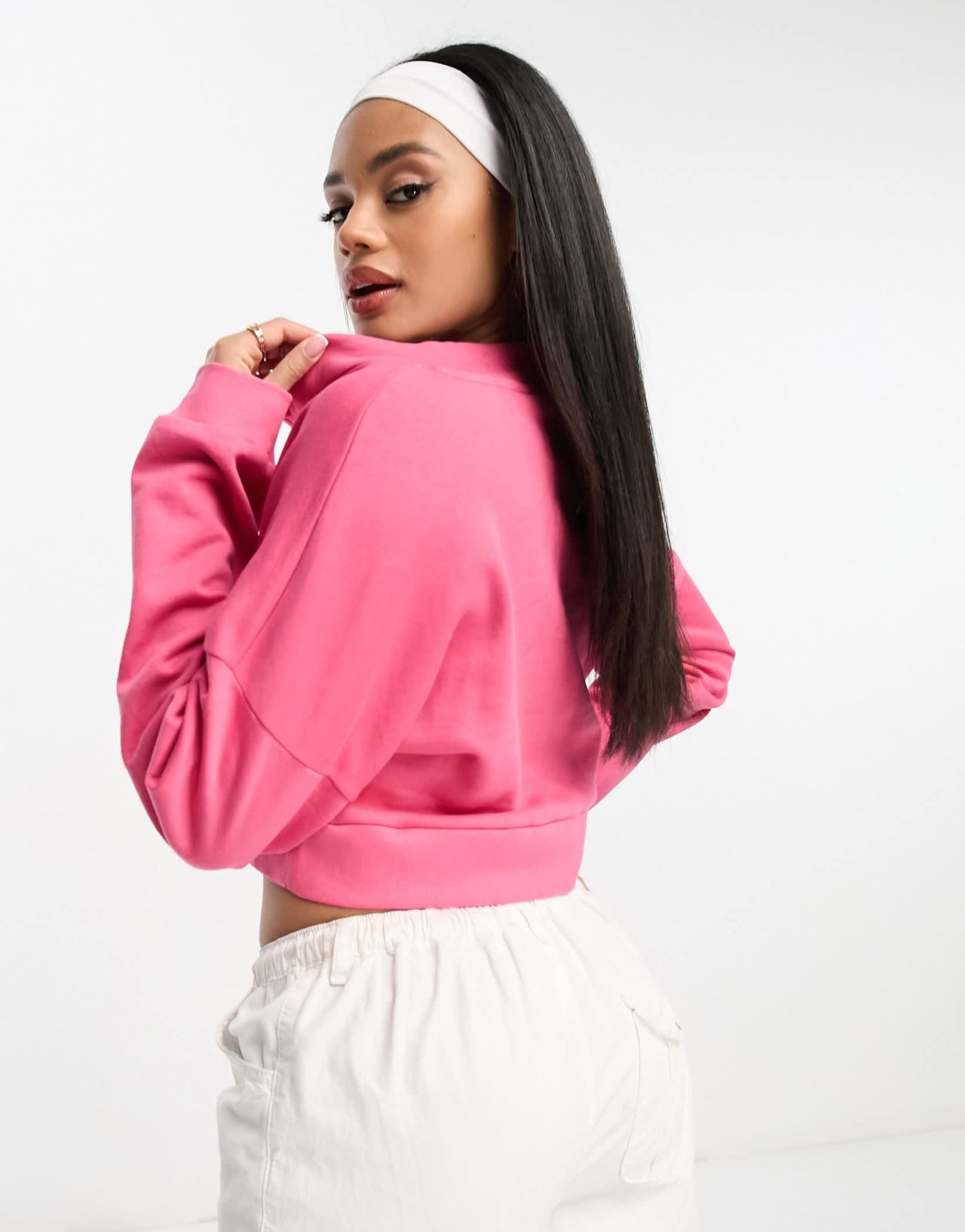Il Sarto cropped half zip sweatshirt in pink