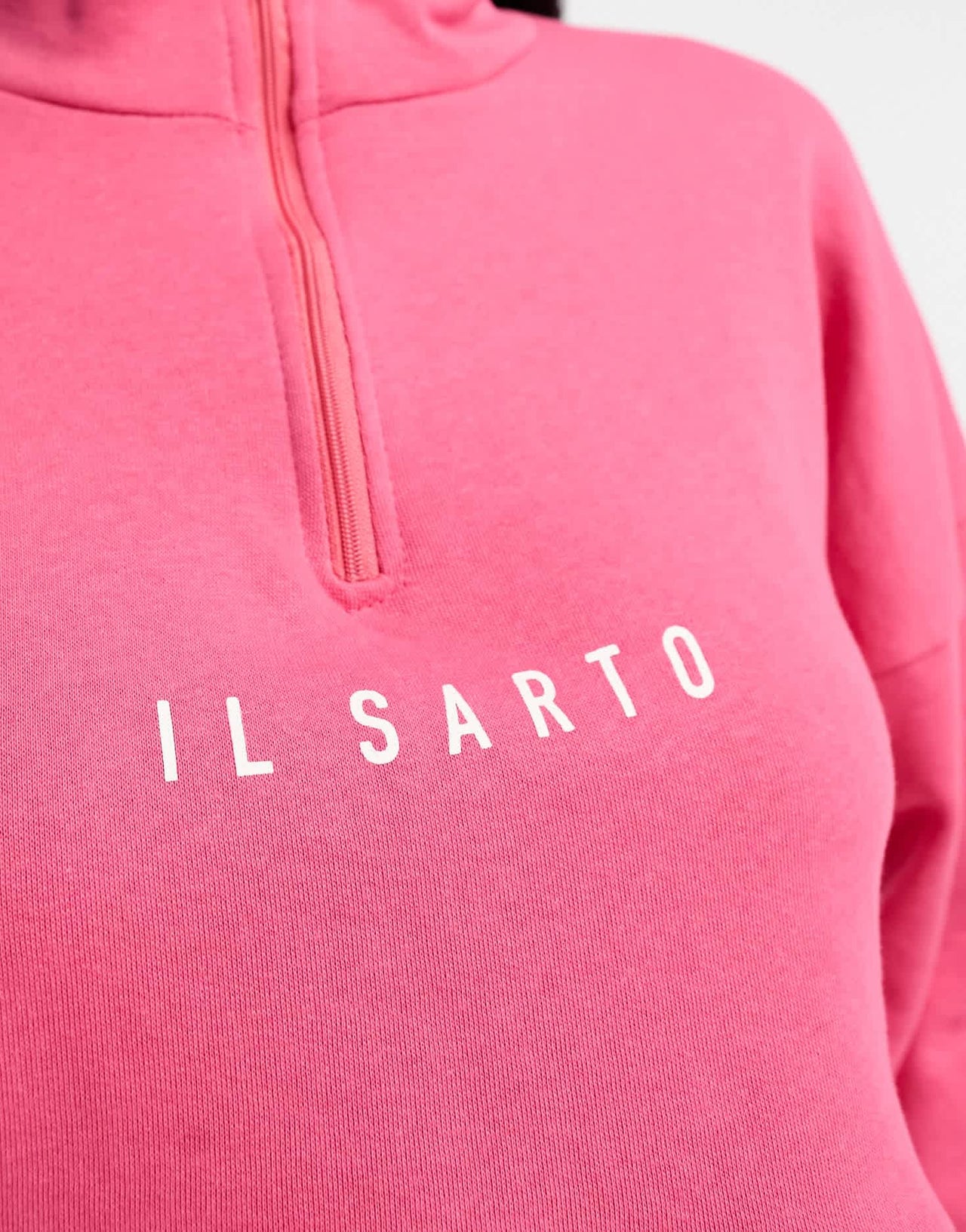 Il Sarto cropped half zip sweatshirt in pink