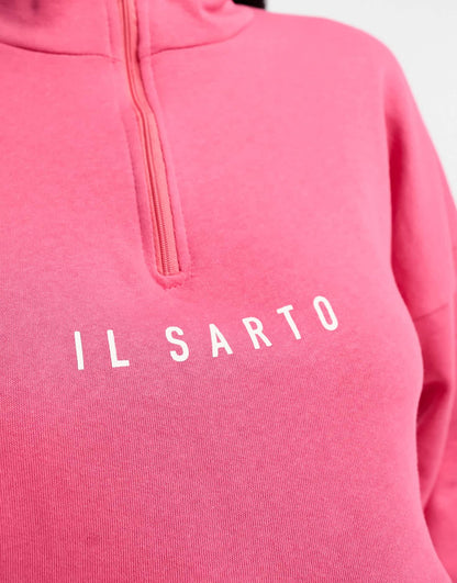 Il Sarto cropped half zip sweatshirt in pink