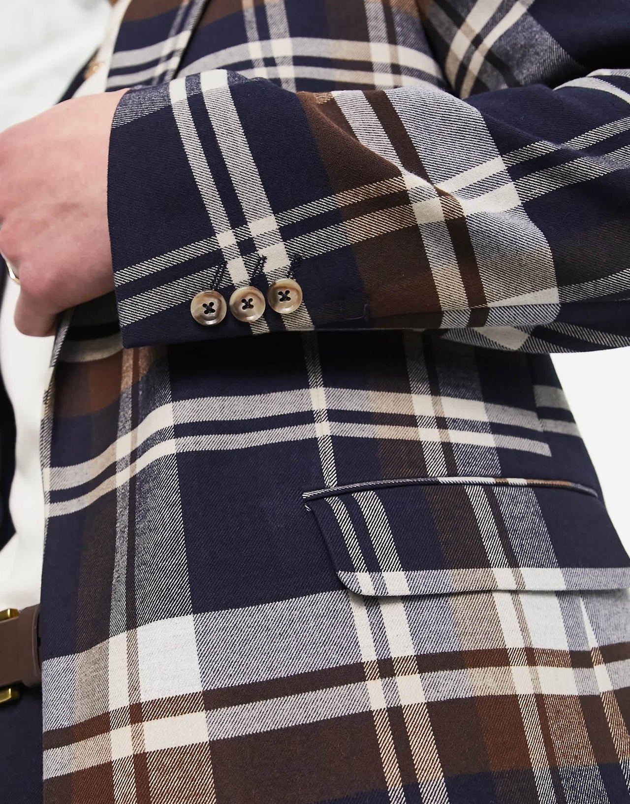 Viggo fontaine check suit jacket in navy