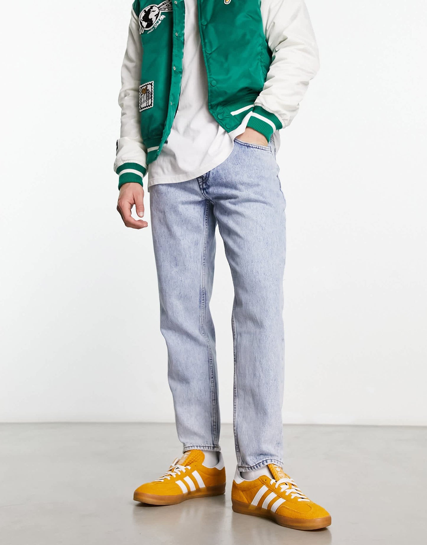 Pull&Bear wide fit basic jeans in light blue