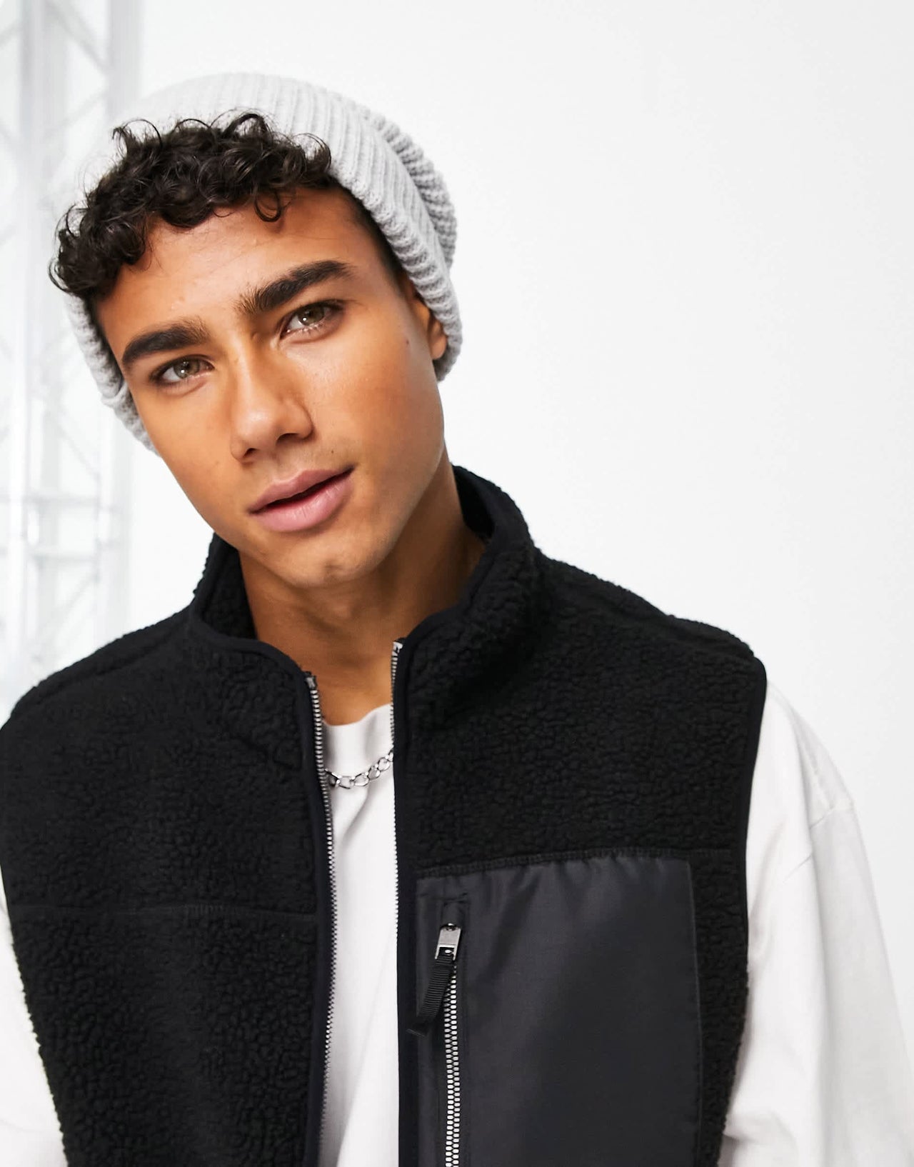 New Look 2 pack fisherman beanies in black and grey