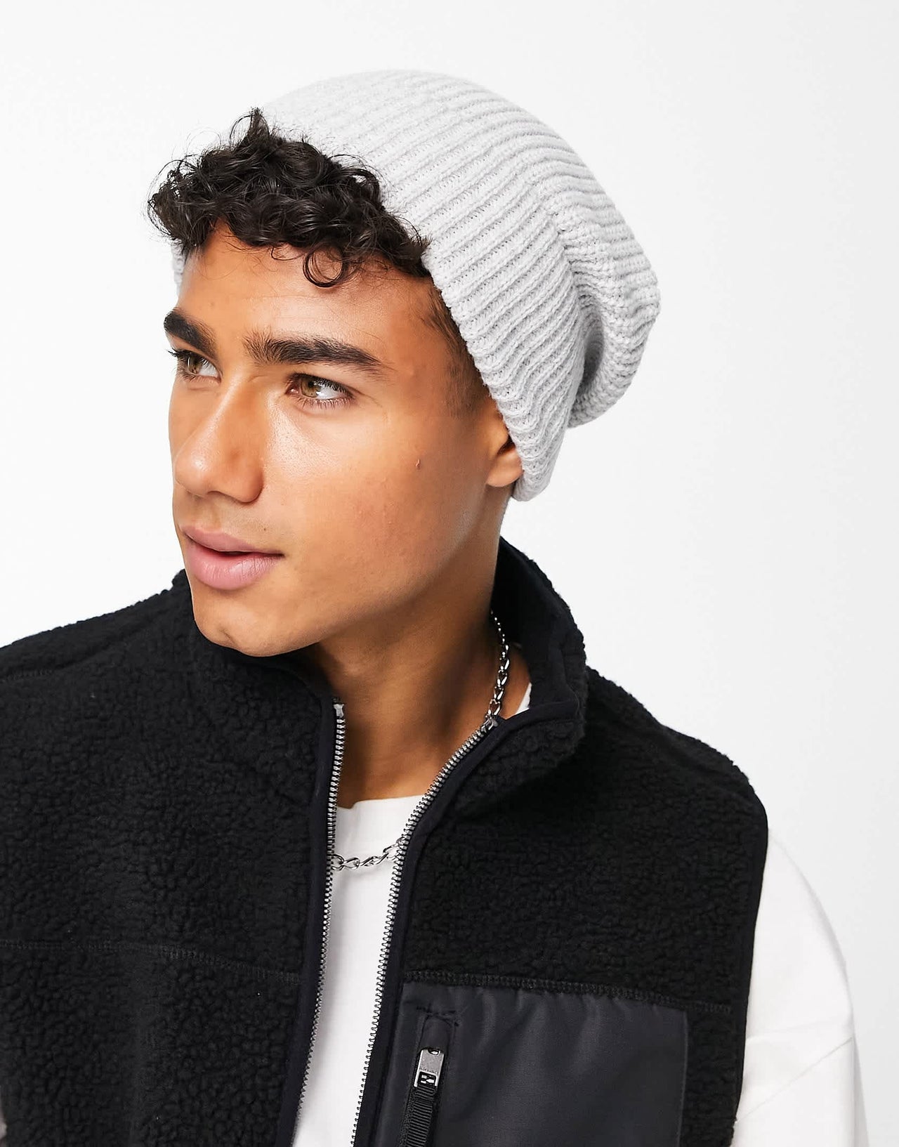 New Look 2 pack fisherman beanies in black and grey