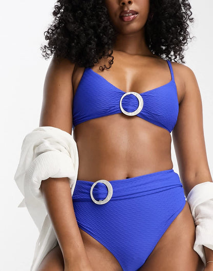 Dorina Sarramea textured triangle bikini top in cobalt blue
