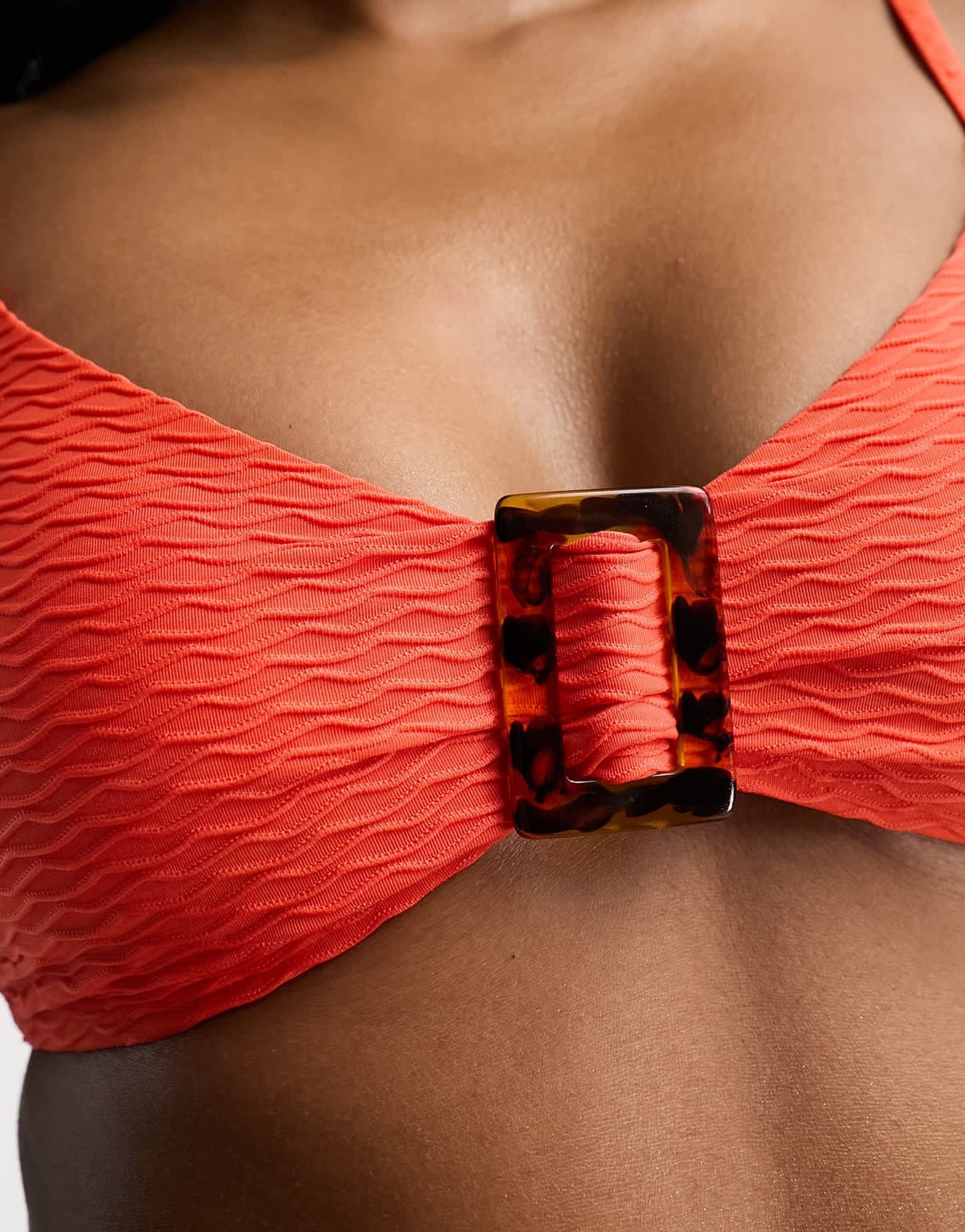 Dorina Sarawak textured triangle bikini top on orange