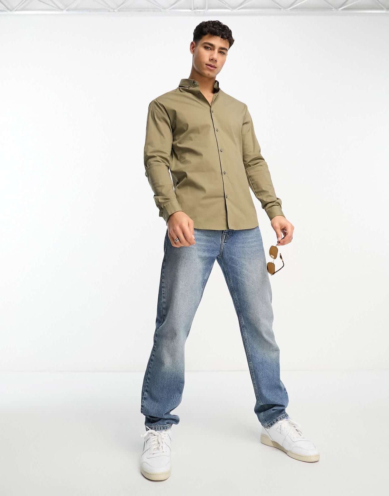 River Island long sleeve muscle shirt in green