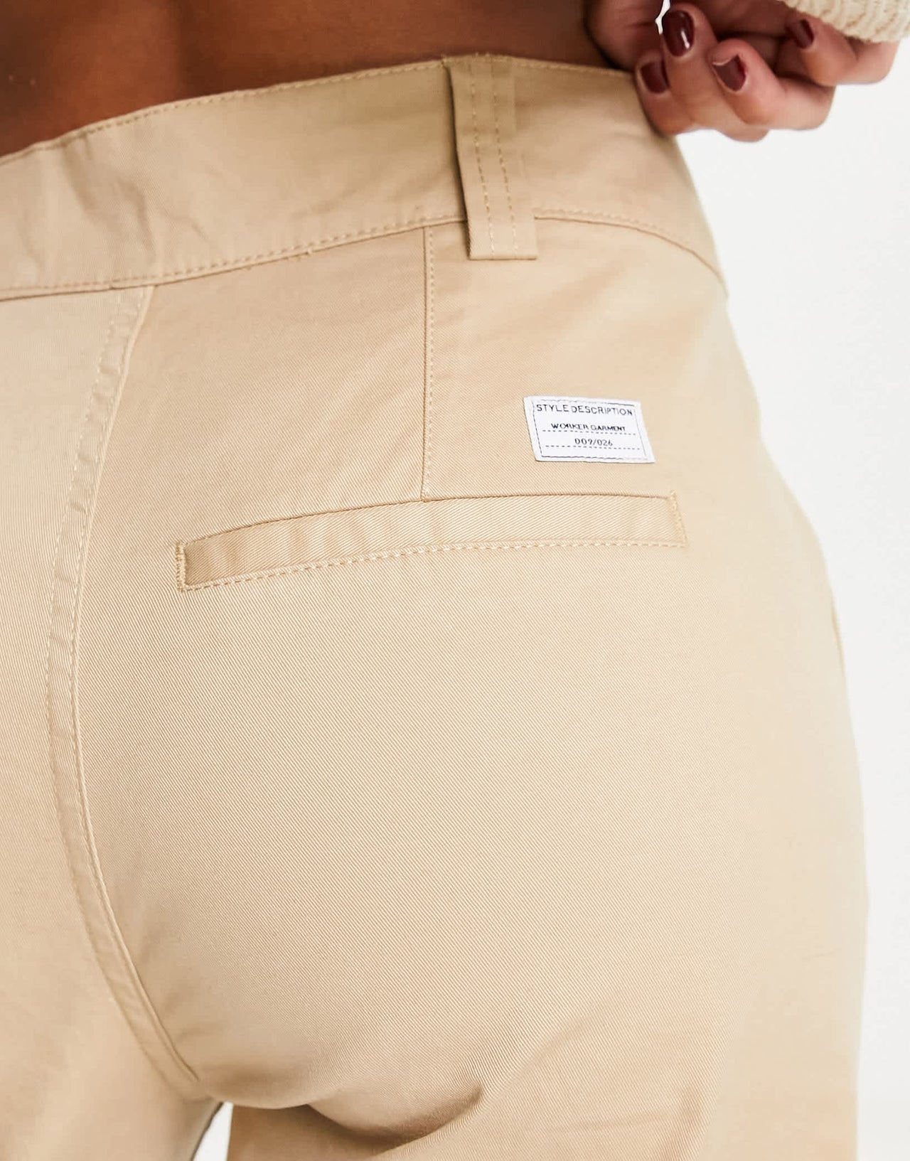Bershka high waisted straight leg trousers in sand