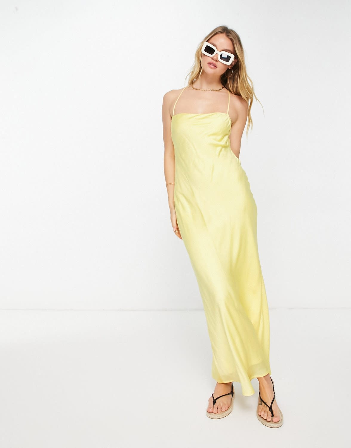 RVCA X STELLA Ninety slip summer dress in lemon