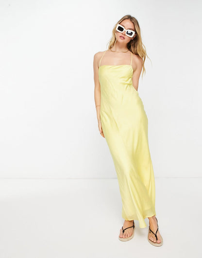 RVCA X STELLA Ninety slip summer dress in lemon