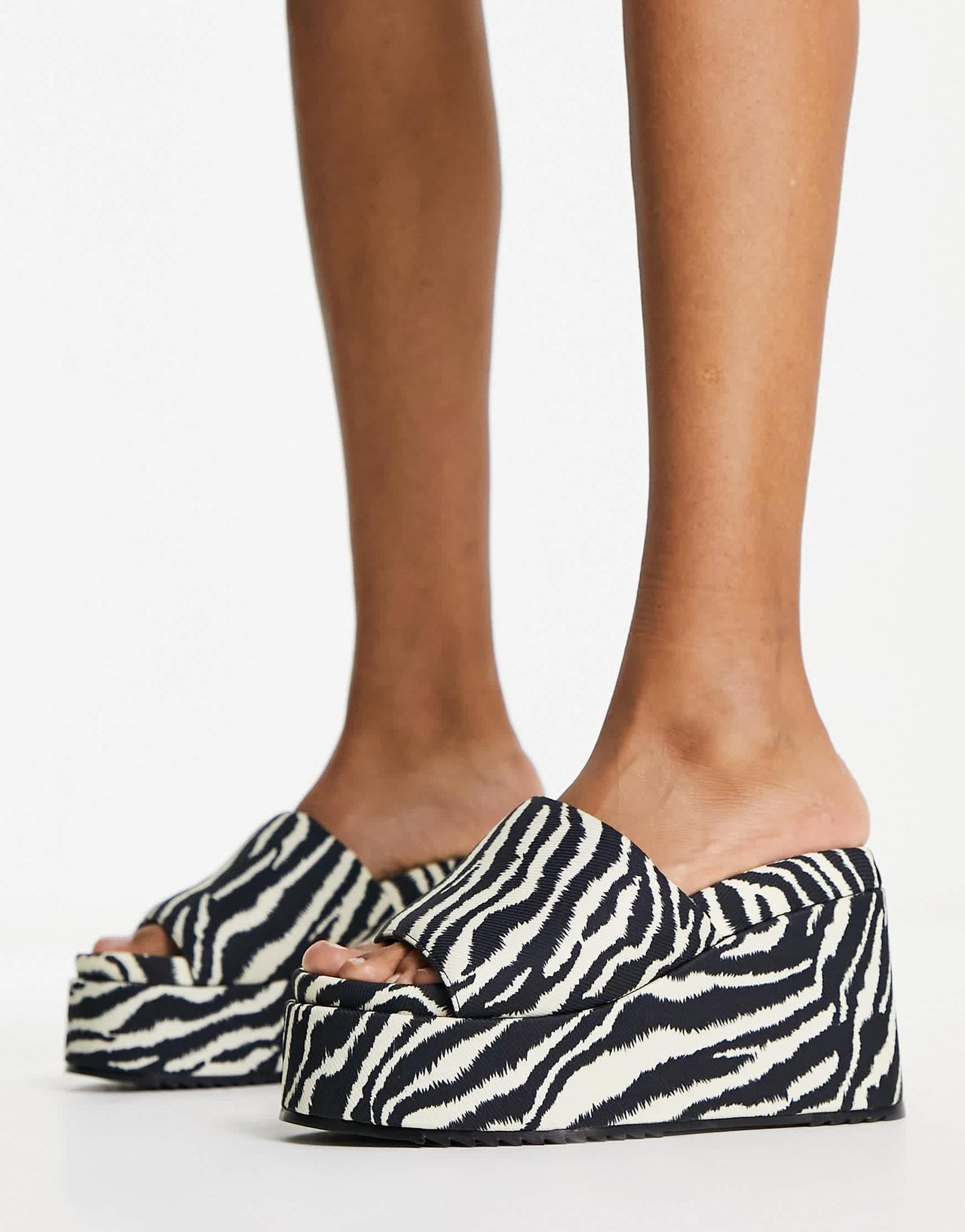 ASOS DESIGN Thierry mule wedges in zebra