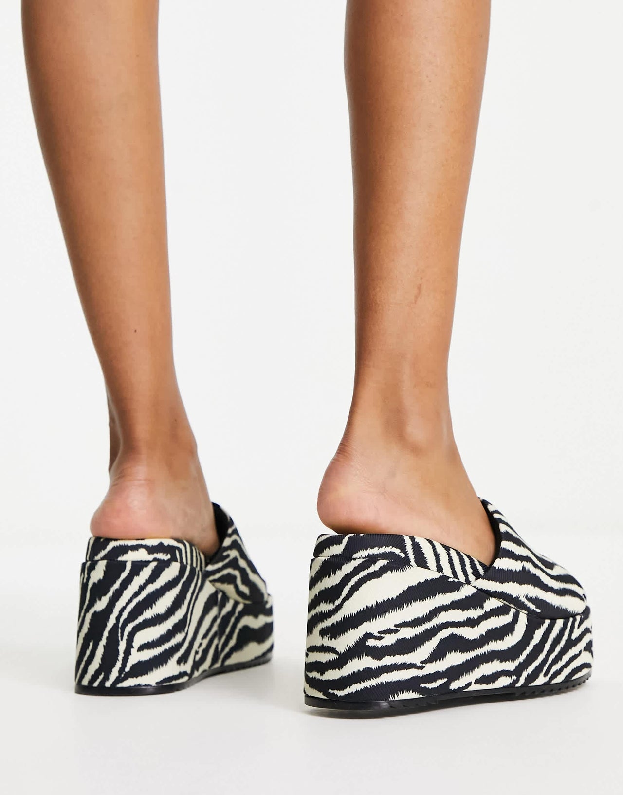 ASOS DESIGN Thierry mule wedges in zebra