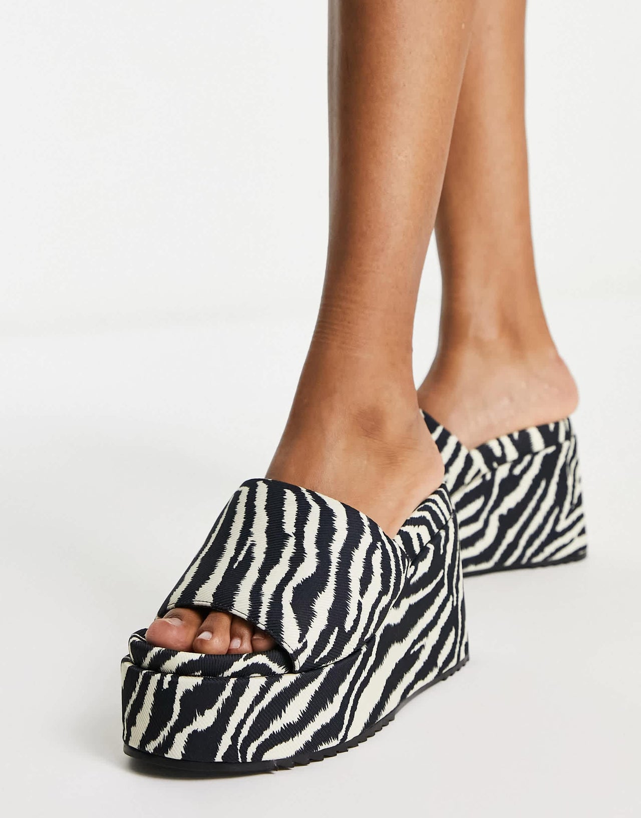 ASOS DESIGN Thierry mule wedges in zebra
