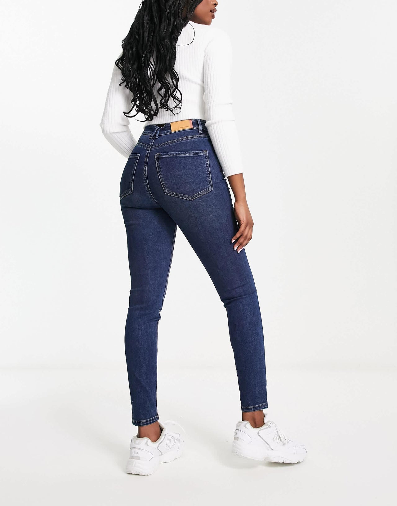 Stradivarius super high waist skinny jean in dark blue