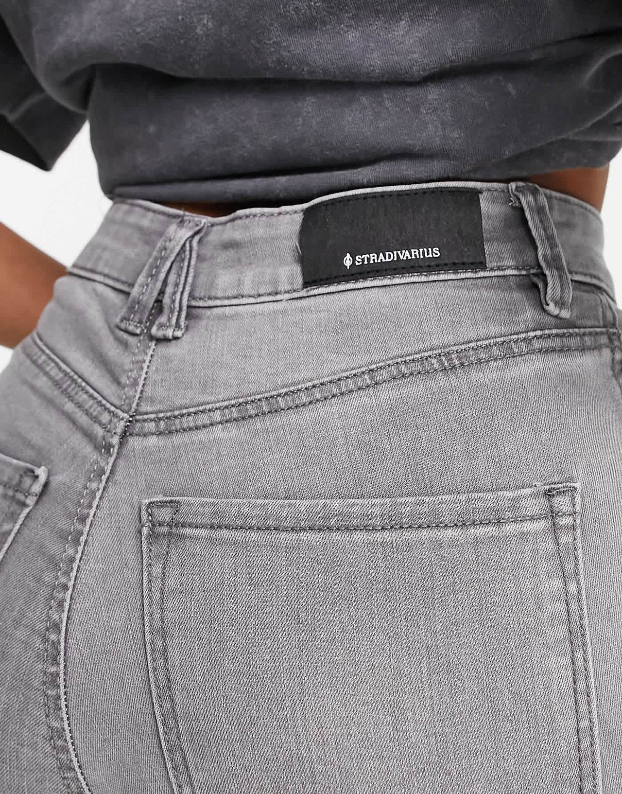 Stradivarius Petite super high waist skinny jean in grey
