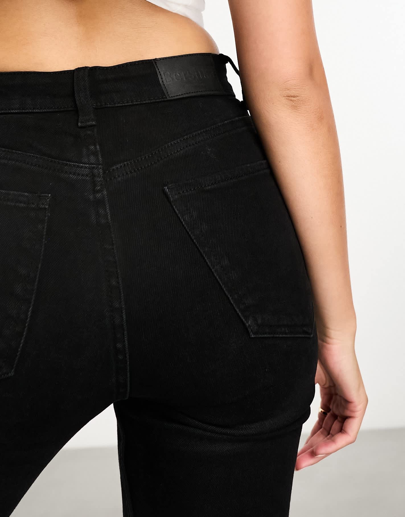 Bershka high waisted bootcut jeans in black