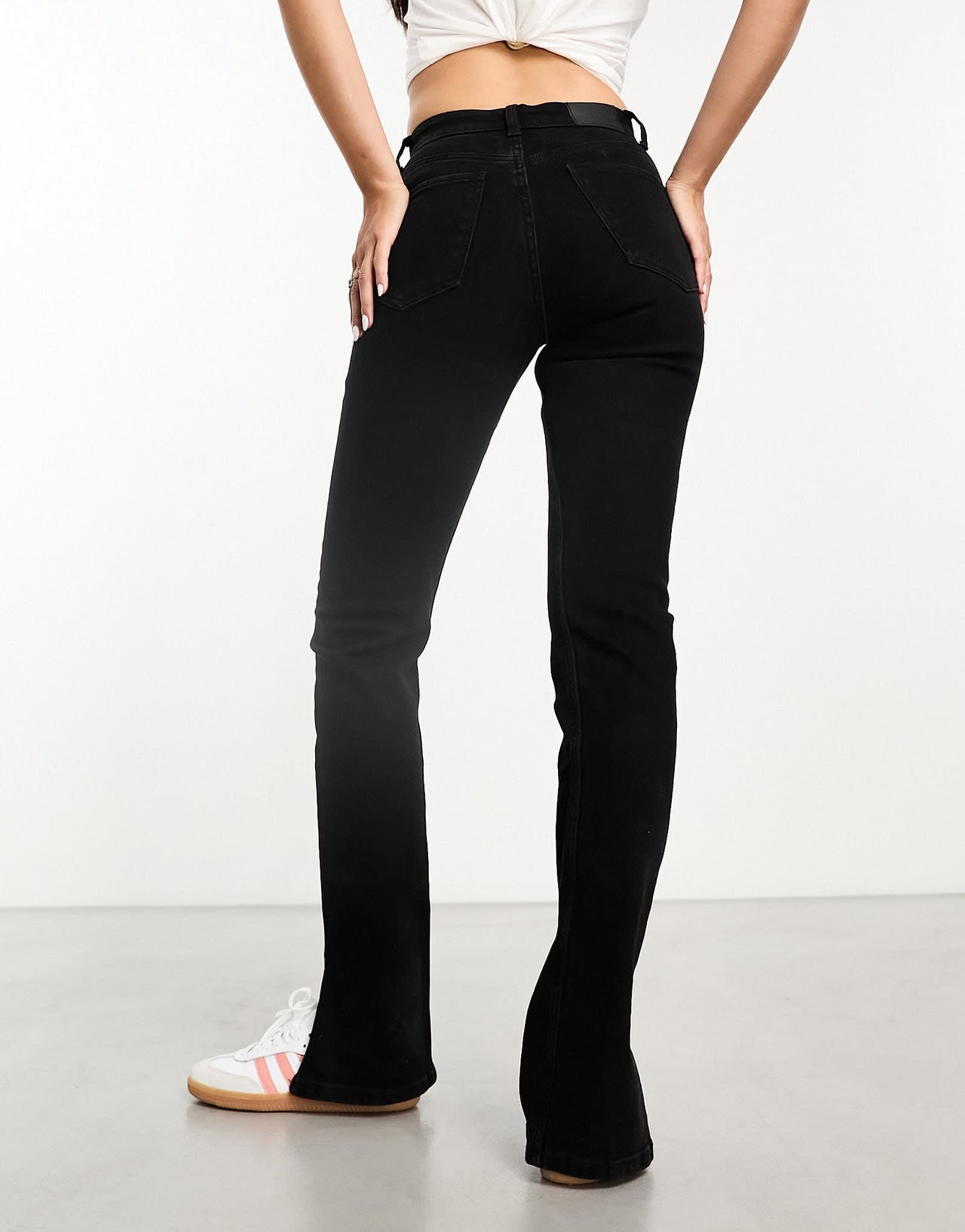 Bershka high waisted bootcut jeans in black