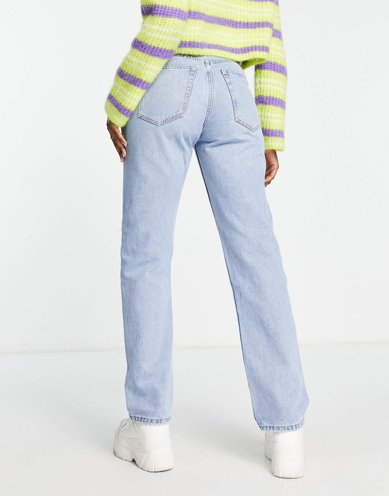 Bershka straight leg jean in light blue