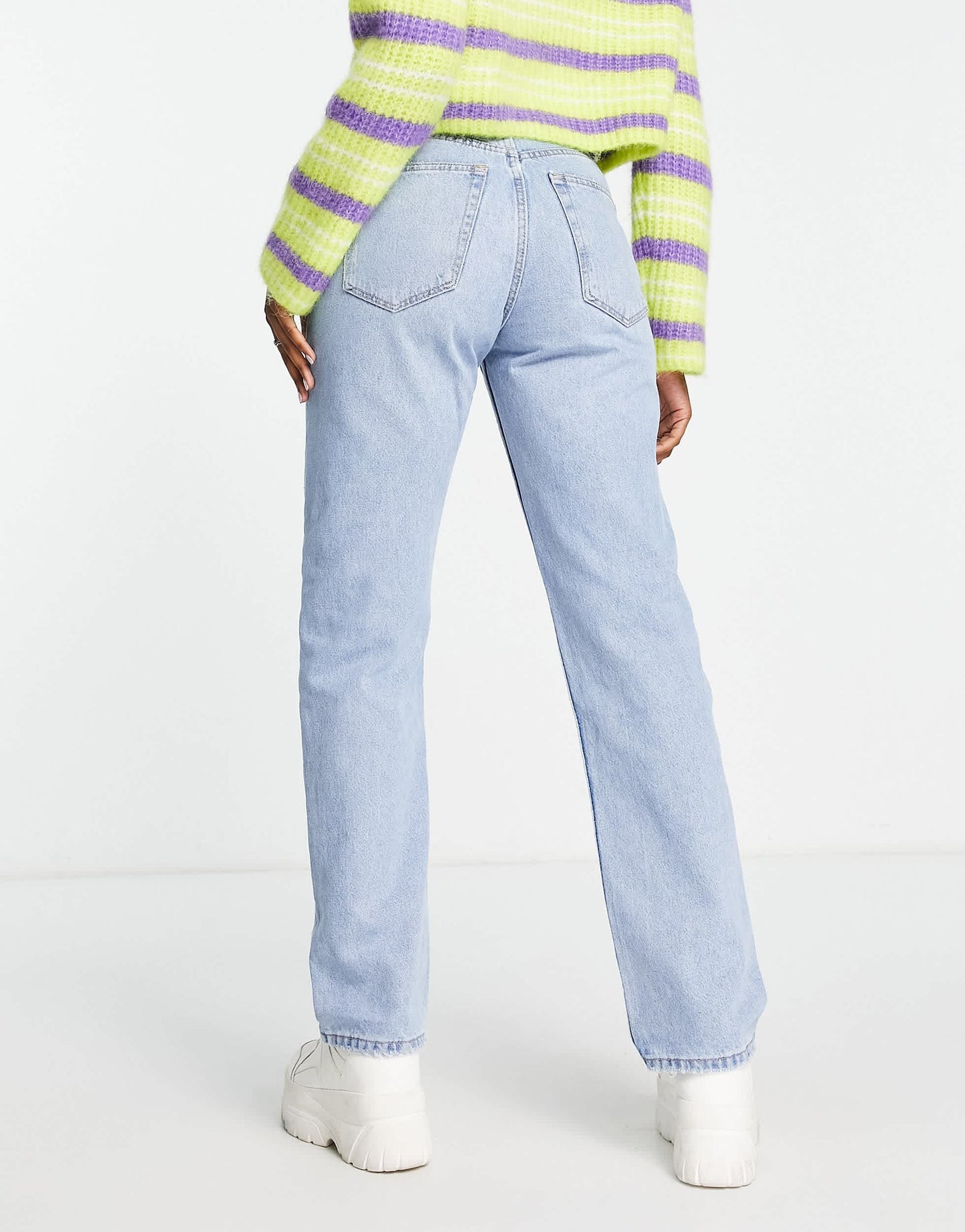Bershka straight leg jean in light blue