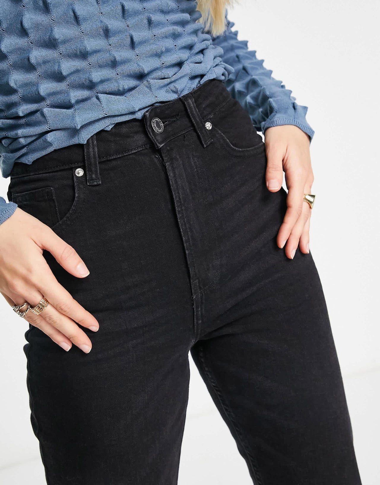 Bershka Tall comfort fit mom jean in black