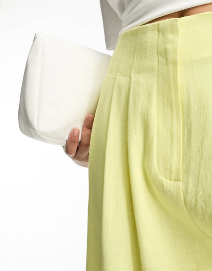 ASOS DESIGN seamed waist short with linen in pale lemon