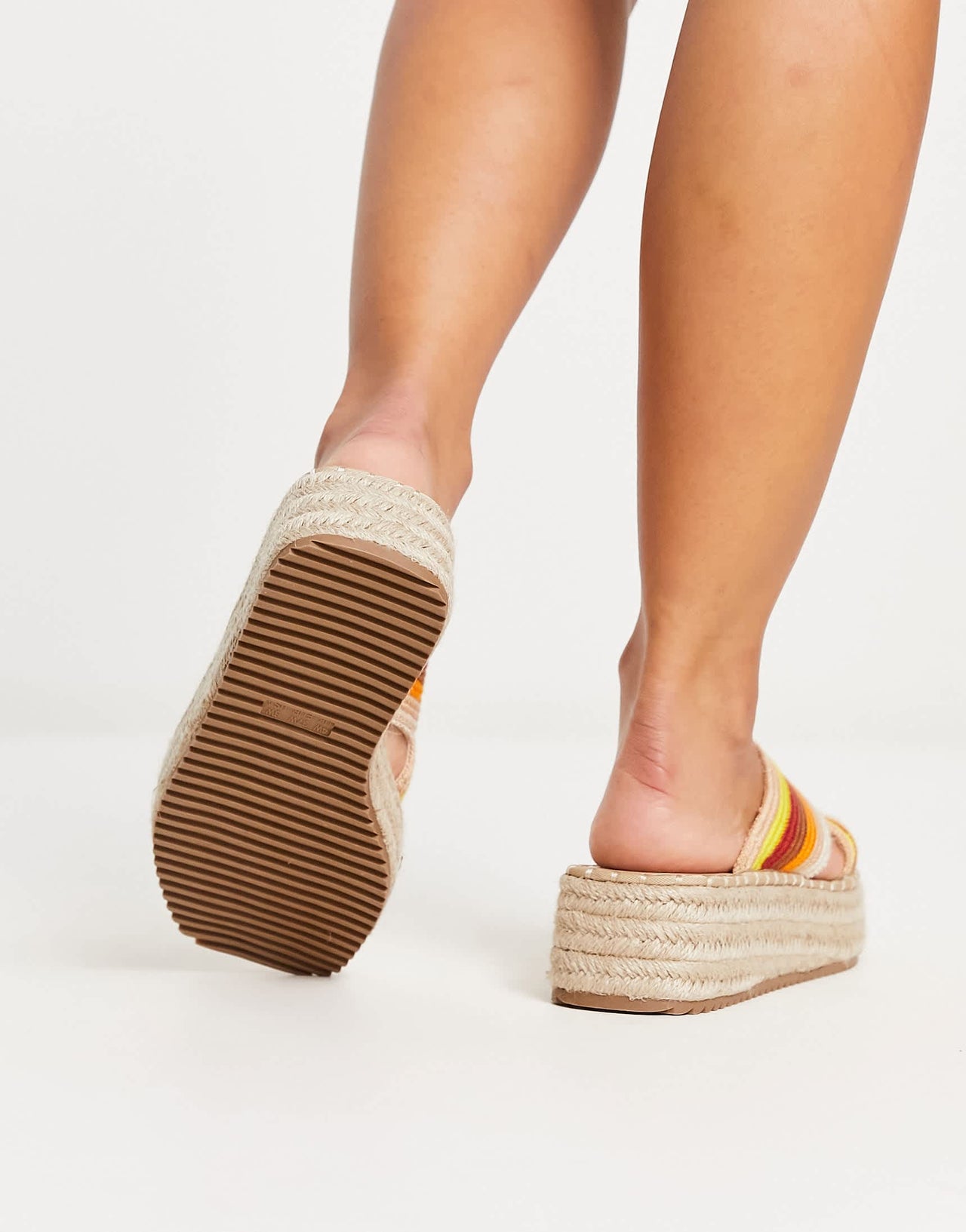 ASOS DESIGN Wide Fit Jazlyn flatform crochet mules in multi