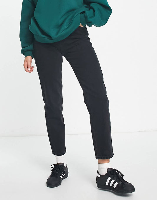 Pull&Bear high waisted mom jean in black