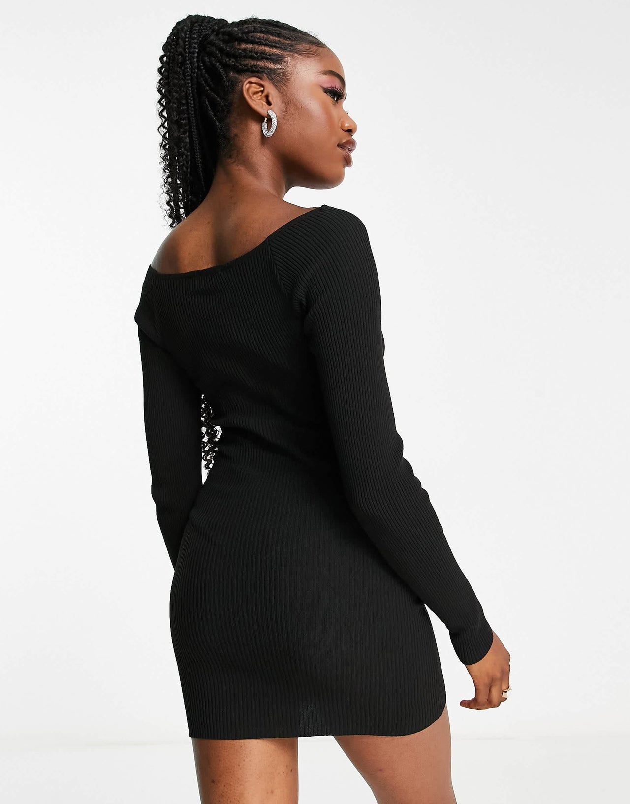 Pull&Bear long sleeved mini dress in black