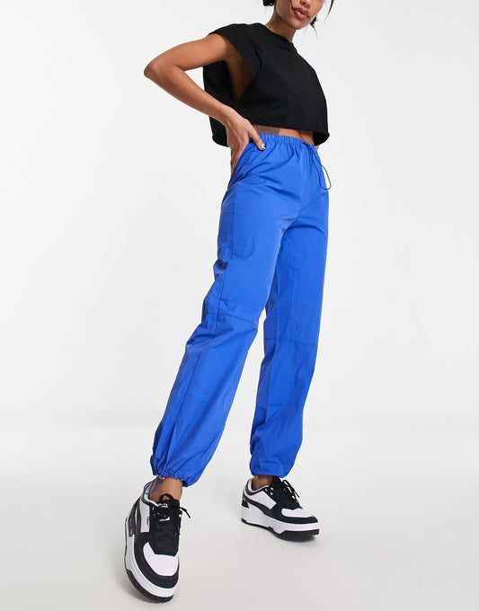 Heartbreak parachute wide leg trousers in cobalt
