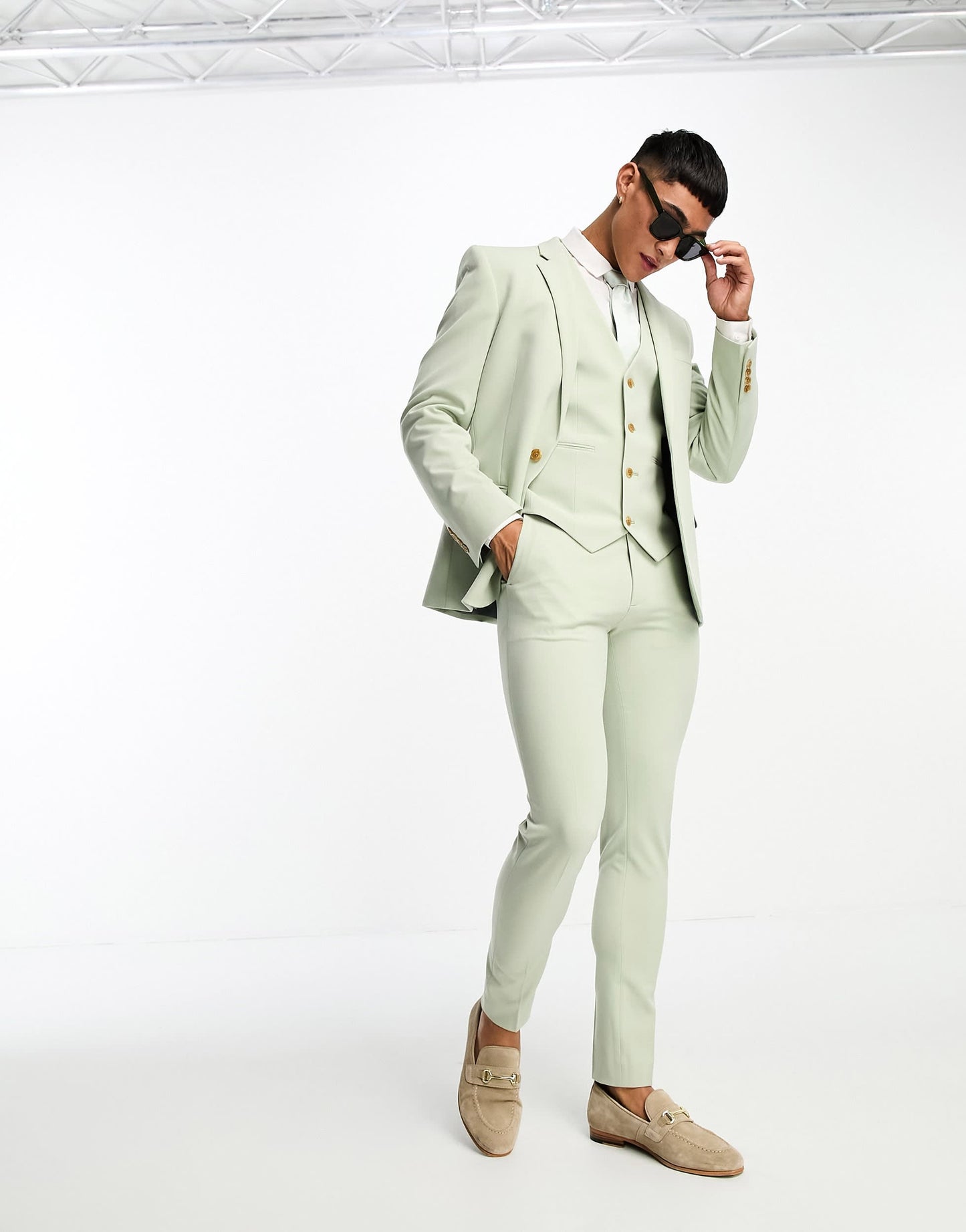 ASOS DESIGN super skinny suit jacket in sage