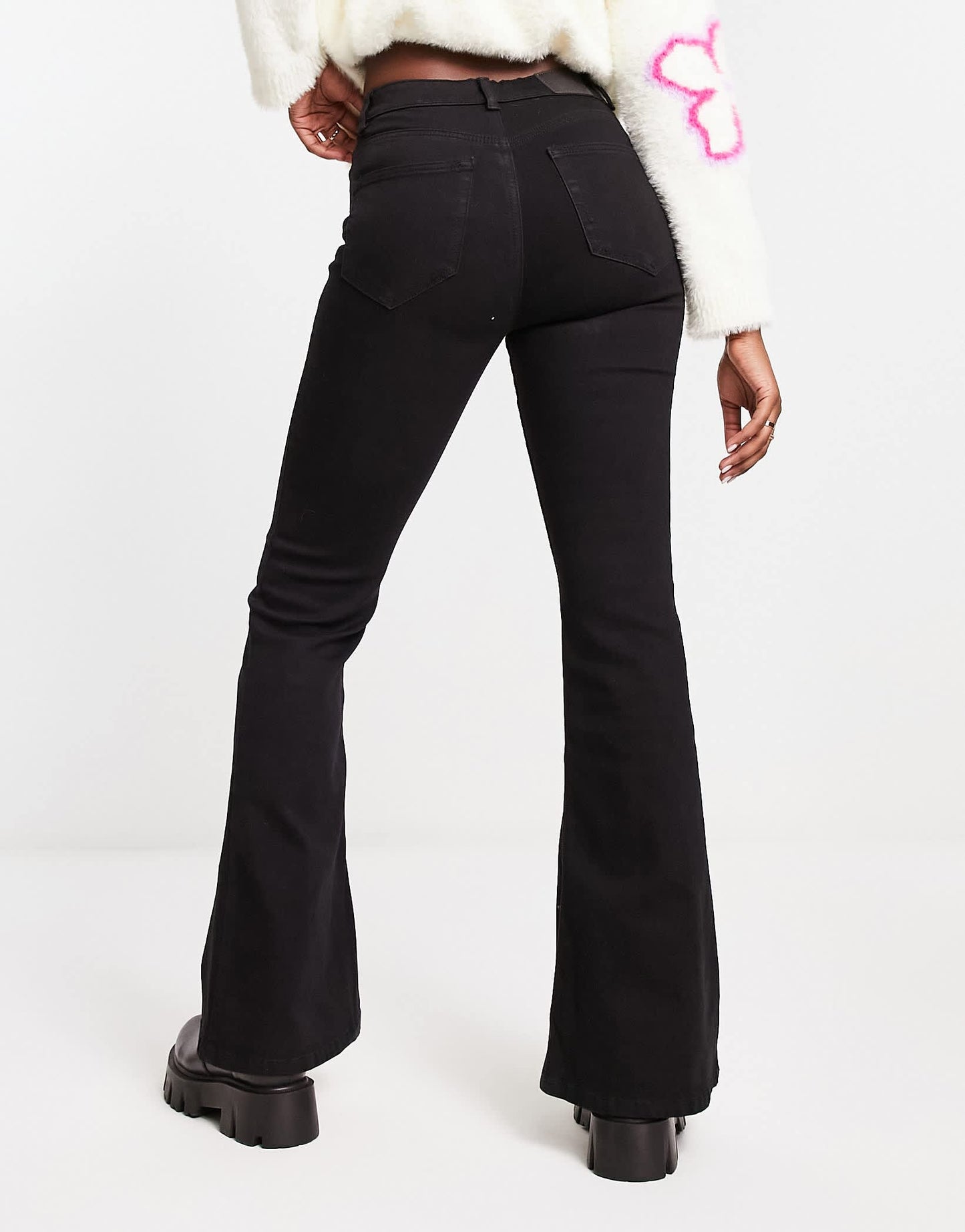 Pull&Bear high waisted flare jean in black