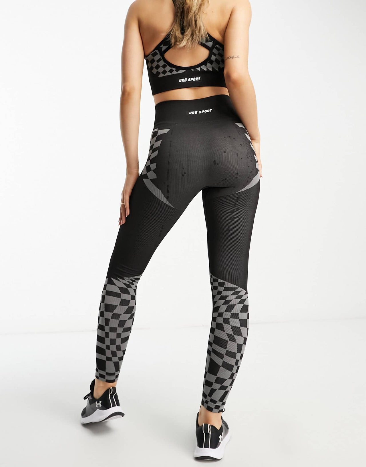 Urban Threads seamless leggings in checkerboard print