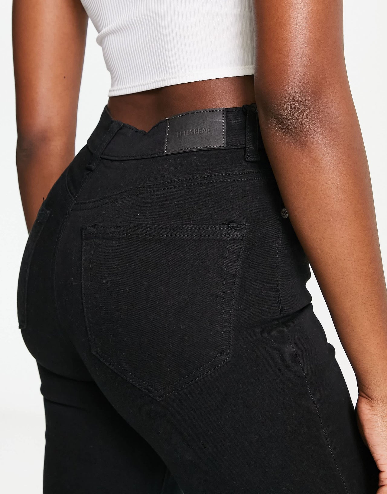 Pull&Bear high waisted flare jean in black