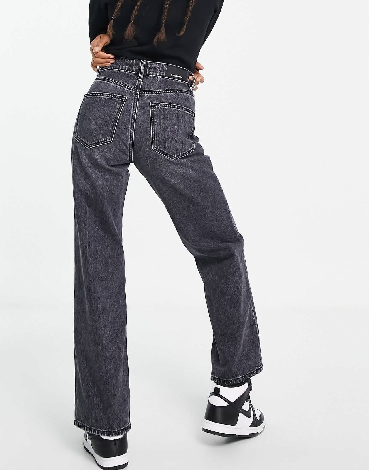 Stradivarius Petite 90s dad jean in washed black