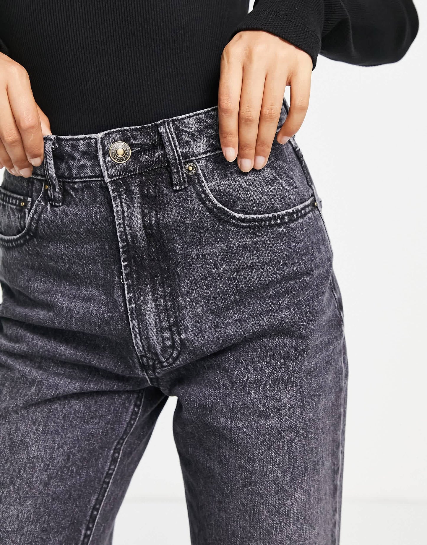 Stradivarius Petite 90s dad jean in washed black