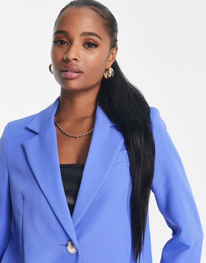 River Island Petite co-ord structured blazer in bright blue