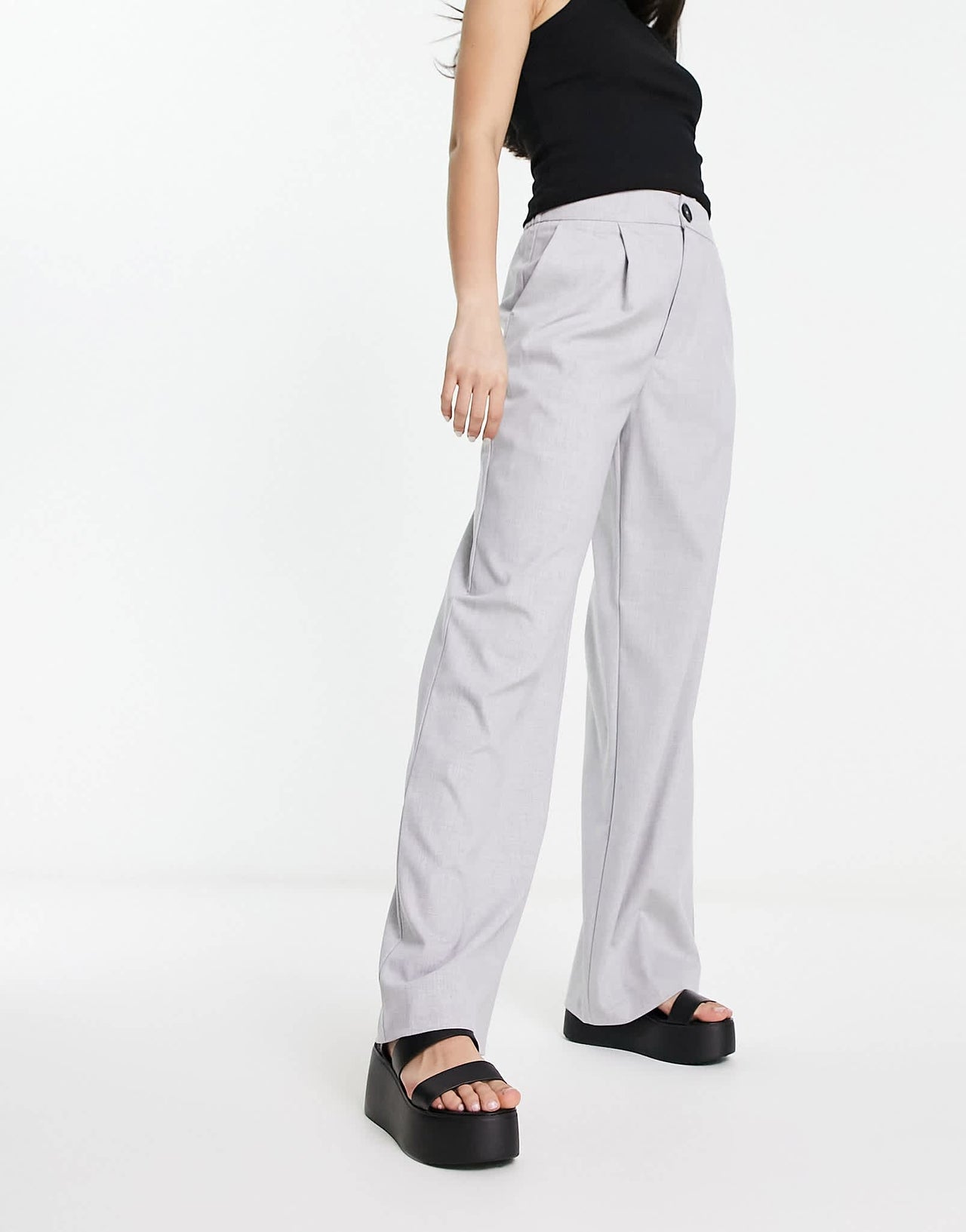 Stradivarius wide leg relaxed dad trouser in grey