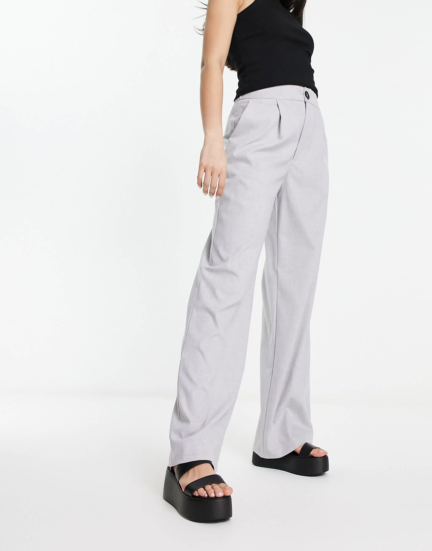 Stradivarius wide leg relaxed dad trouser in grey