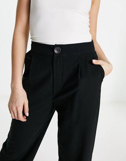 Stradivarius tailored wide leg trouser in black