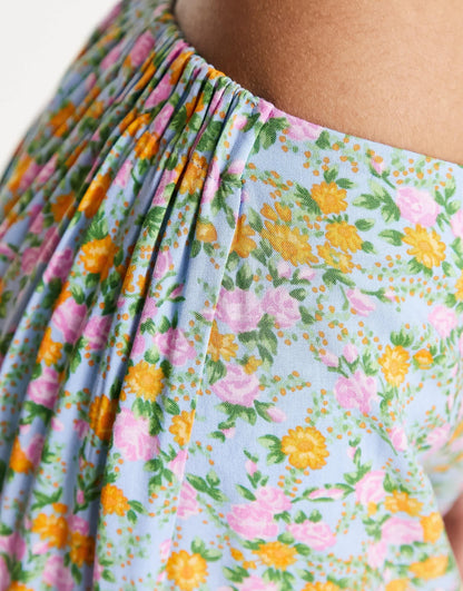 Miss Selfridge seam detail mini skirt in blue ditsy floral